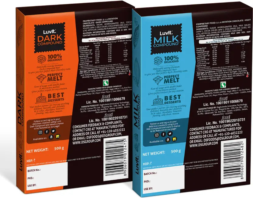 LuvIt Cocoa Crush -  Dark Compound Bars | Perfect for Baking, Frosting, Chocolate Making Bars  500 gm