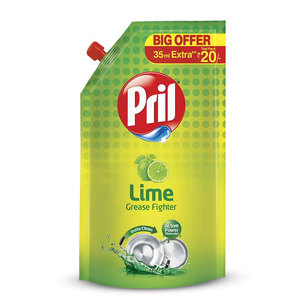 Pril Lime Liquid Dishwash Gel  105ml + 35ml extra Pouch