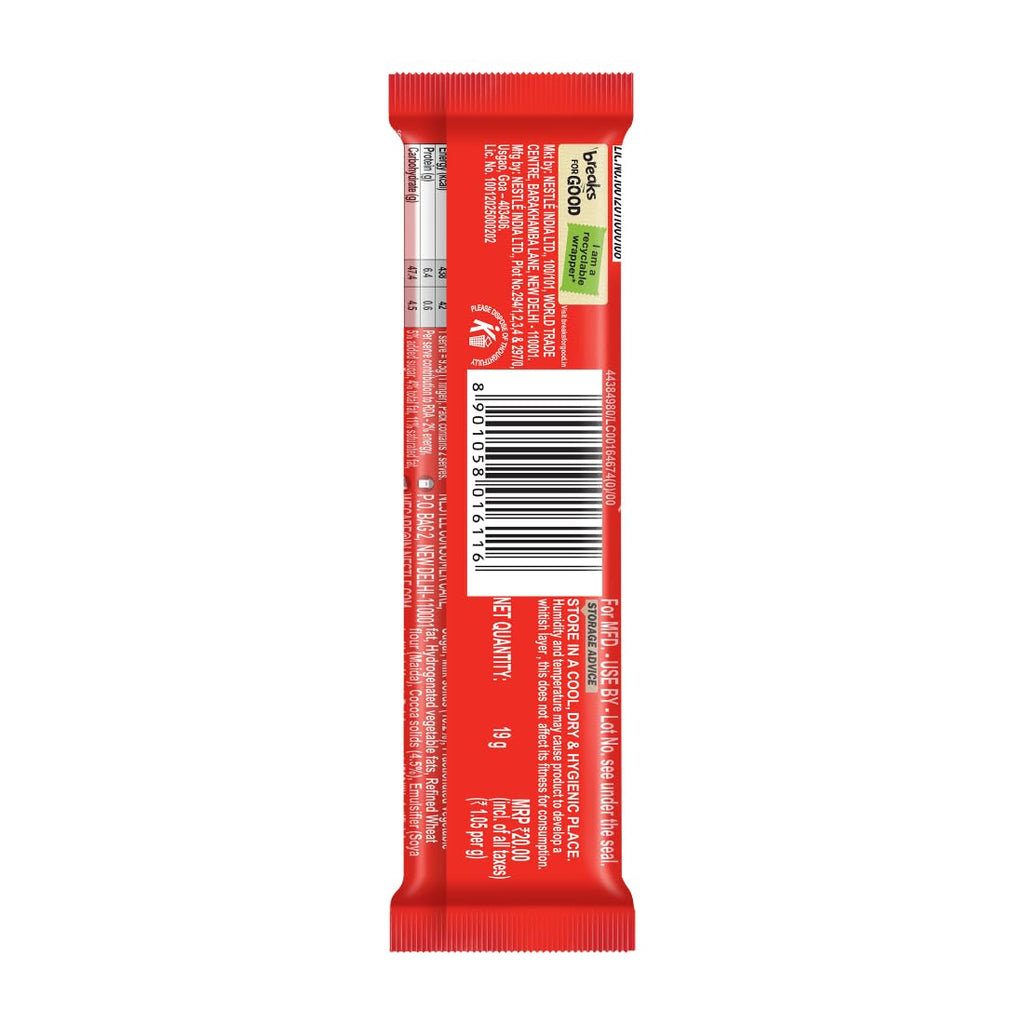 KIT KAT 2 Fingers, Choco Coated Wafer Bar, 19g, Pack