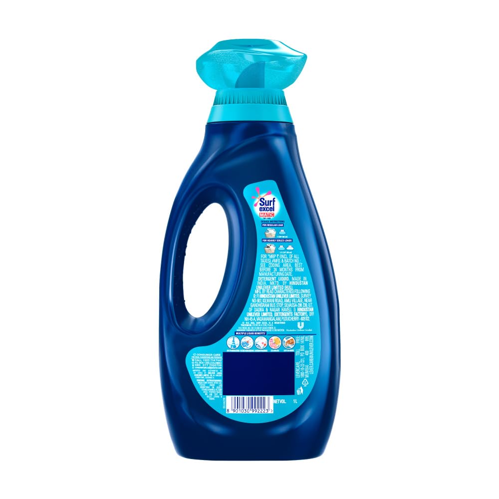 Surf Excel Matic Top Load Liquid Detergent 1L|| Specially designed for Tough Stain Removal on Laundry in Washing Machines