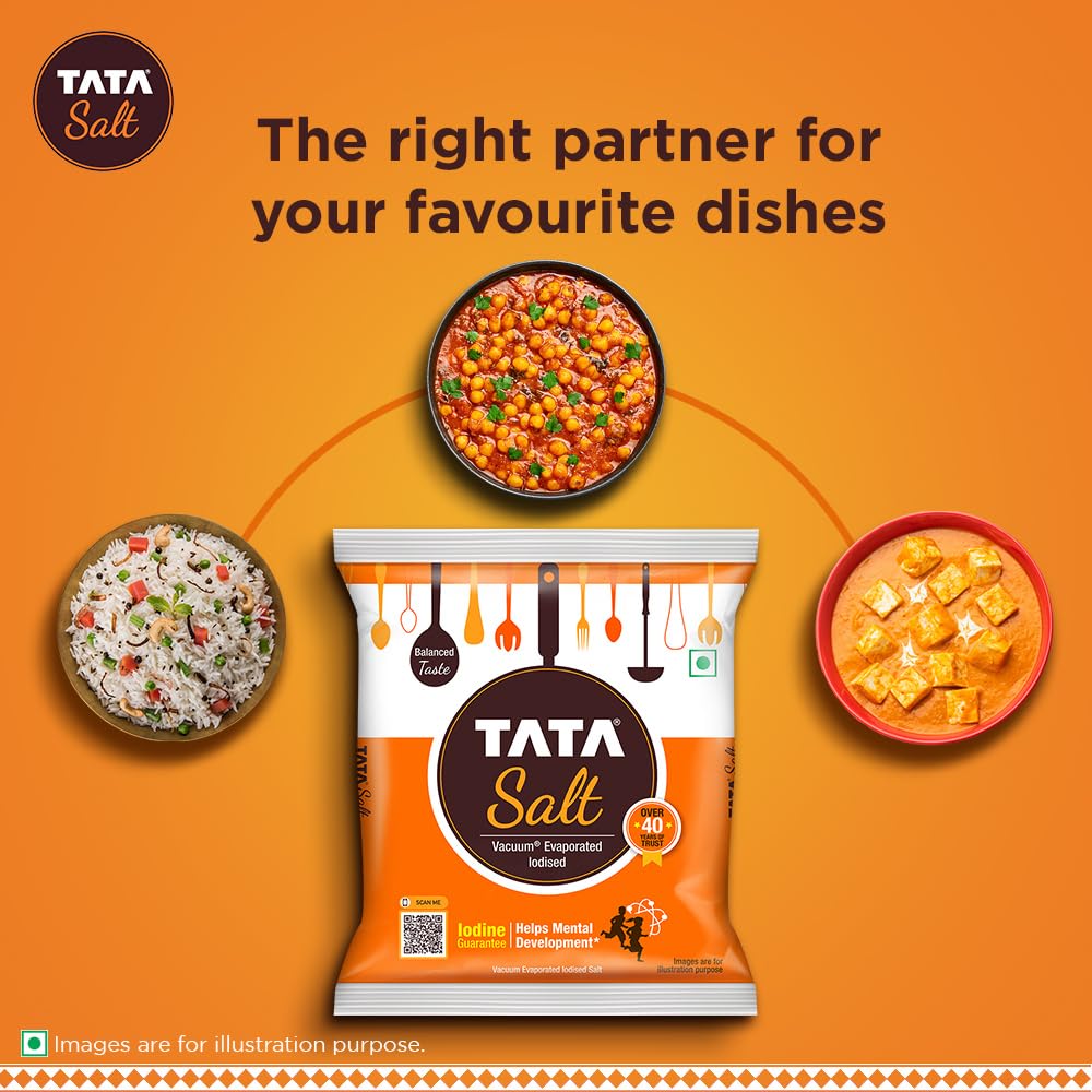 Tata Salt 1 Kg, Free Flowing and Iodised Namak,: TATA SALT