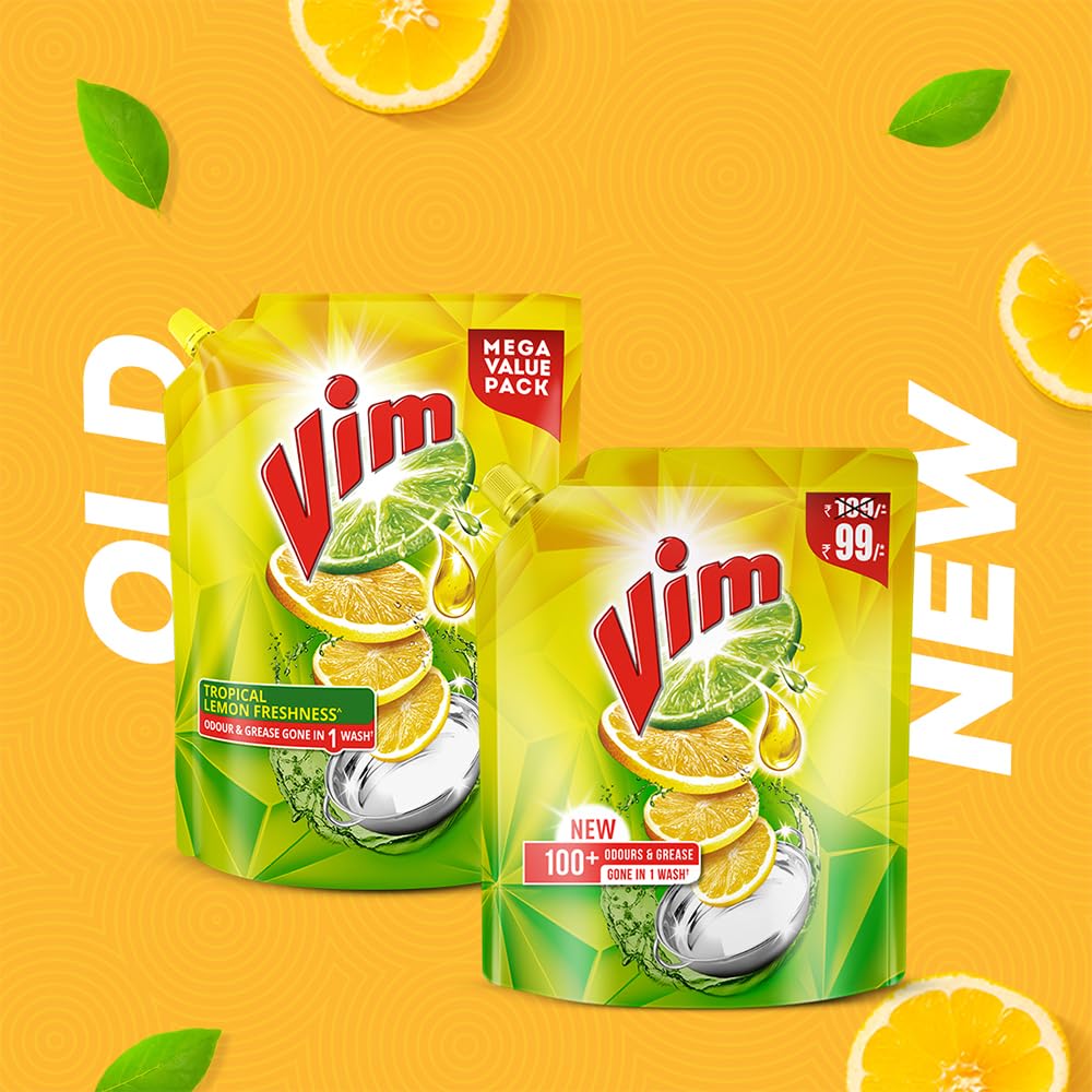 Vim Dishwash Liquid With Lemon Fragrance,  , 500 ml Refill Pouch