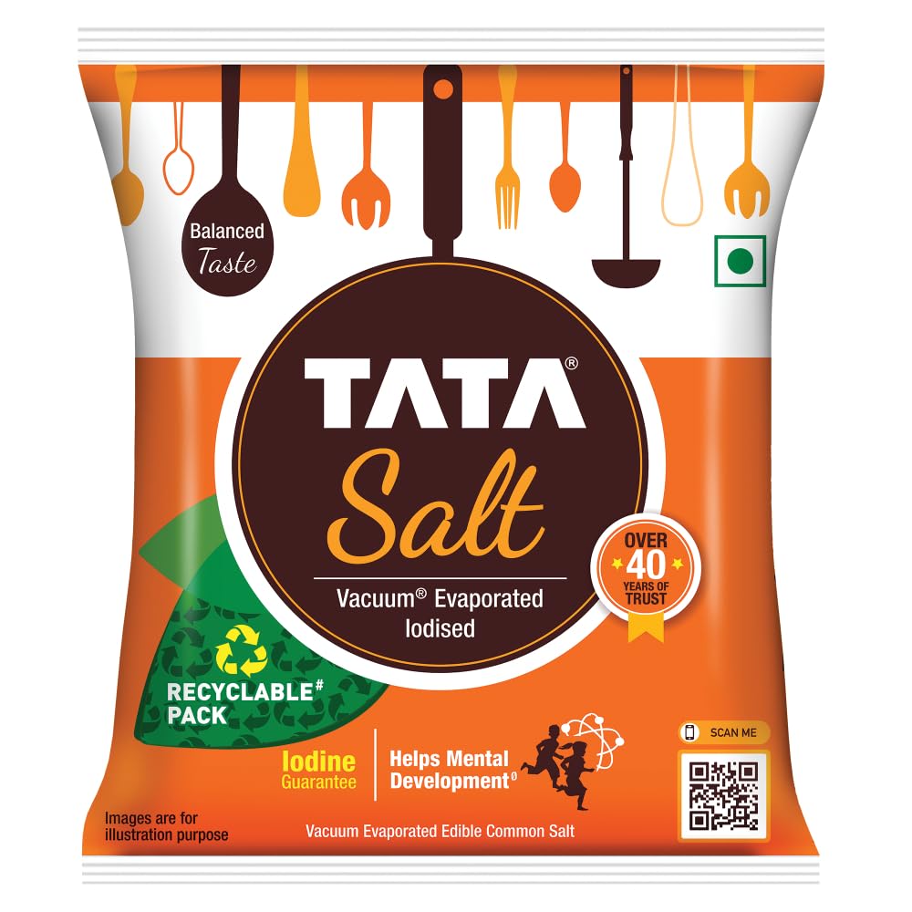 Tata Salt 1 Kg, Free Flowing and Iodised Namak,: TATA SALT