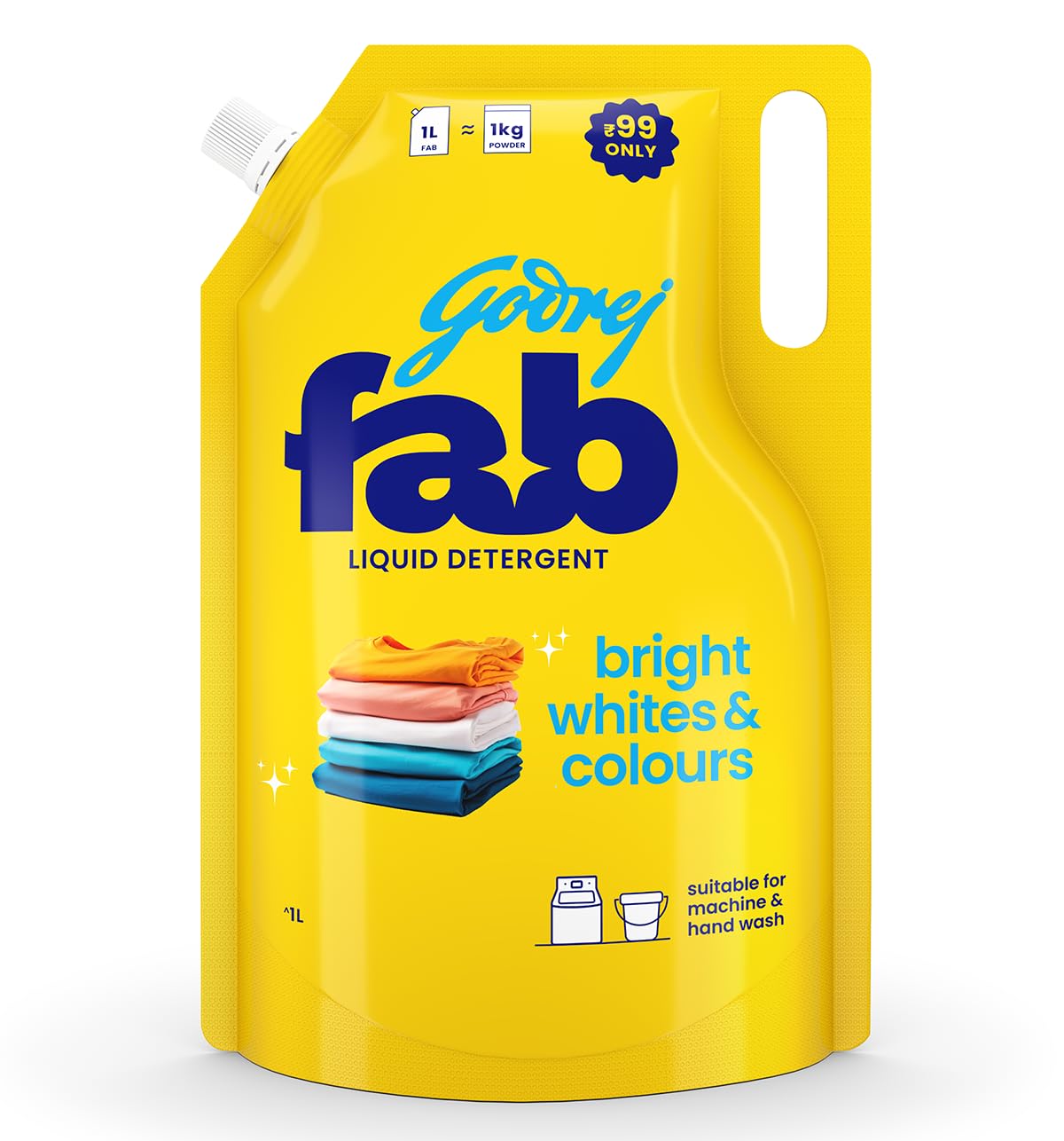 Godrej Fab Liquid Detergent Refill Pouch for Machine & Hand Wash -
