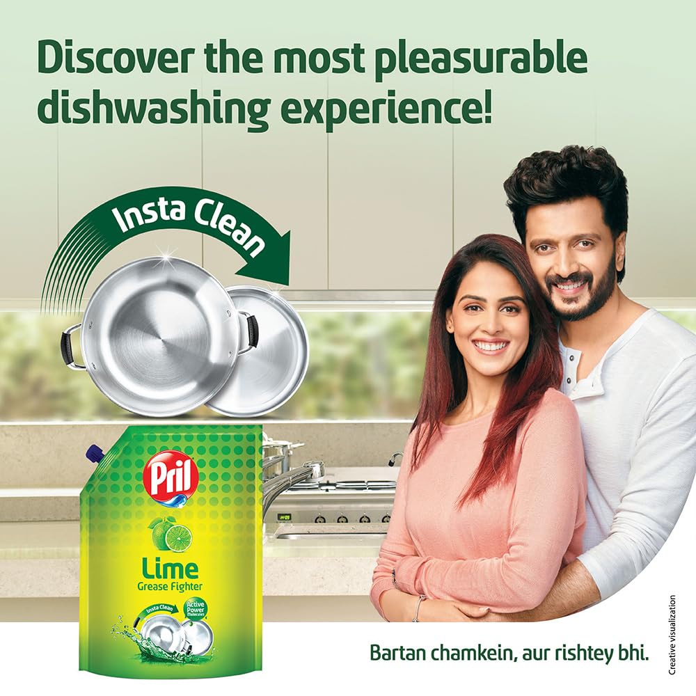 Pril Lime Liquid Dishwash Gel - 850ml Pouch