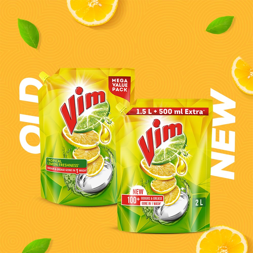 Vim Fresh Lemon Fragrance Dishwash Liquid Gel 2L Refill Pack