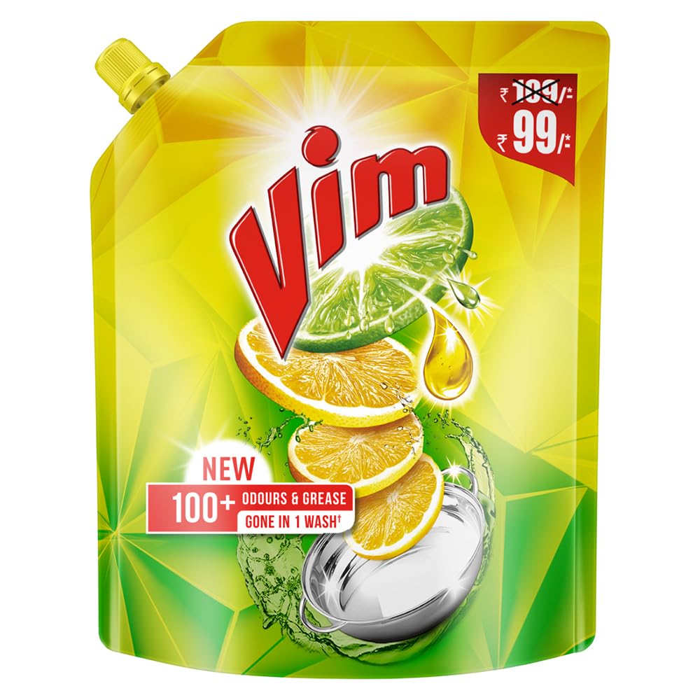 Vim Dishwash Liquid With Lemon Fragrance,  , 500 ml Refill Pouch