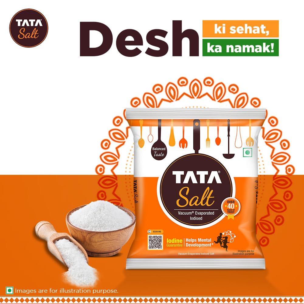 Tata Salt 1 Kg, Free Flowing and Iodised Namak,: TATA SALT