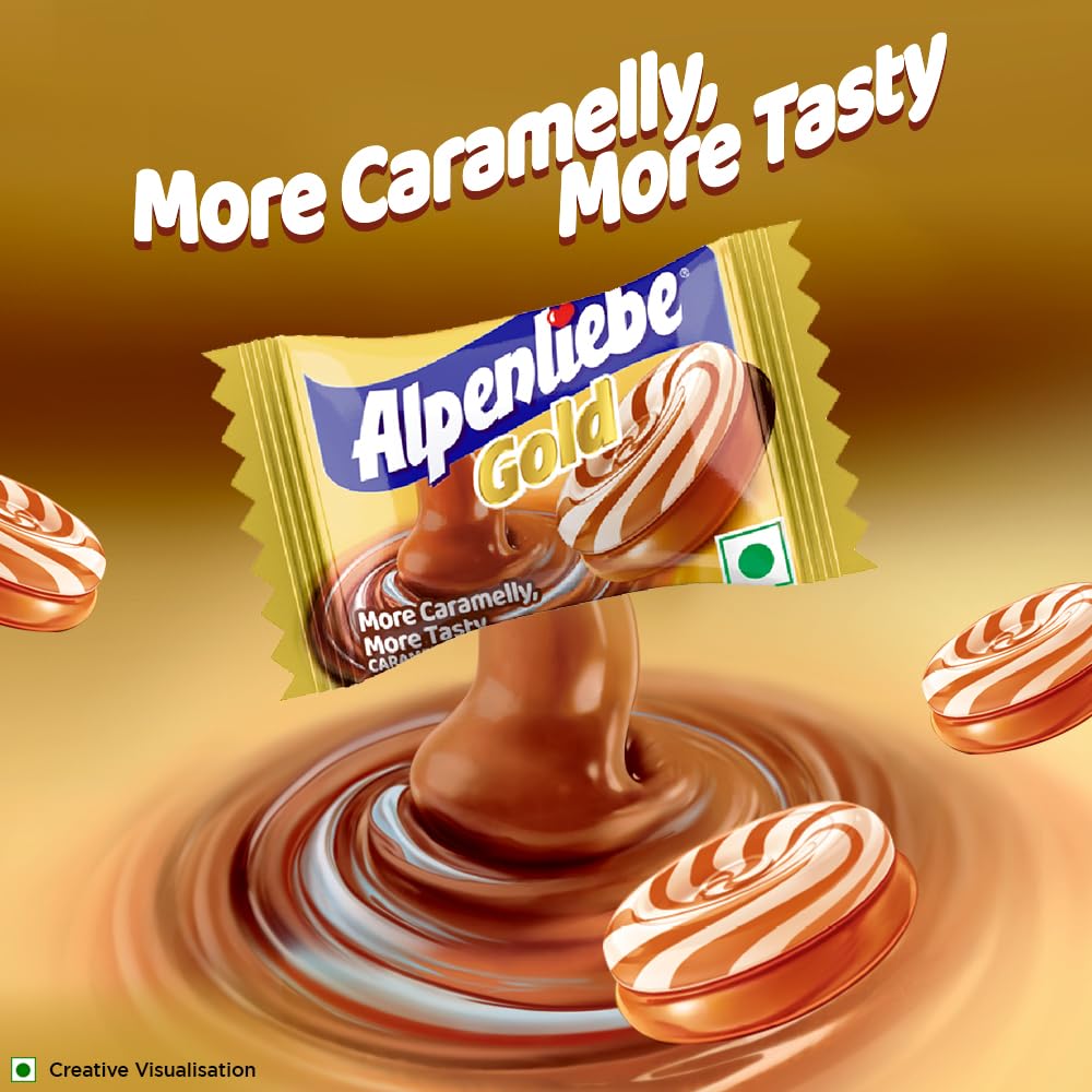 Alpenliebe Gold, Caramel Candy, 132 g (40 Pieces)