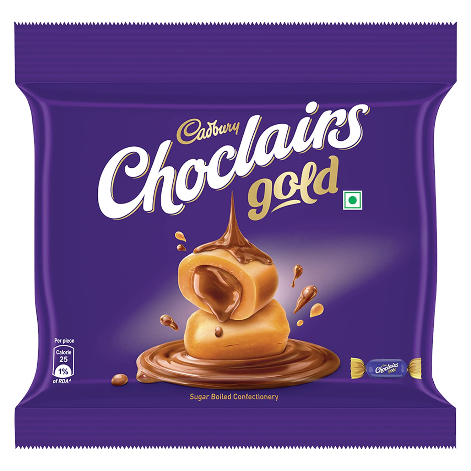 Cadbury Choclairs Chocolate Gold Candy, 137 G|25 Pieces - 5.5 Gram Each