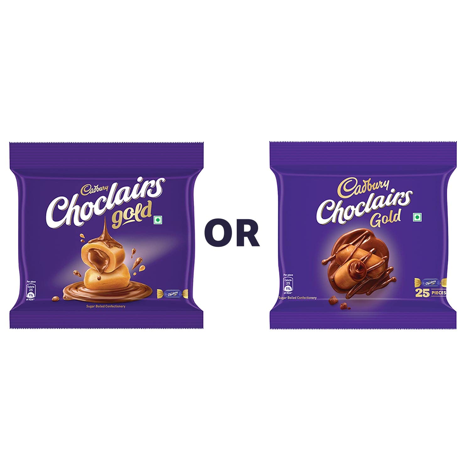 Cadbury Choclairs Chocolate Gold Candy, 137 G|25 Pieces - 5.5 Gram Each