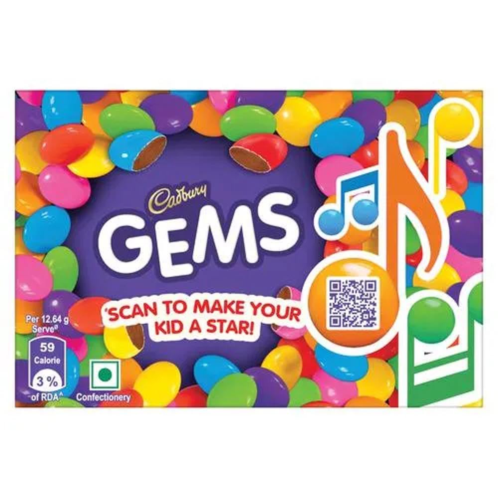 Cadbury Gems Chocolate, 28.48g Carton Pack