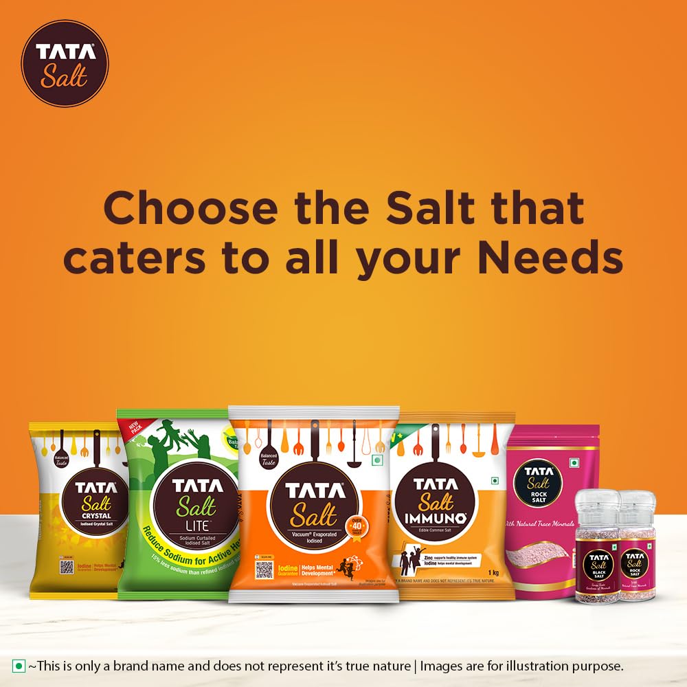 Tata Salt 1 Kg, Free Flowing and Iodised Namak,: TATA SALT