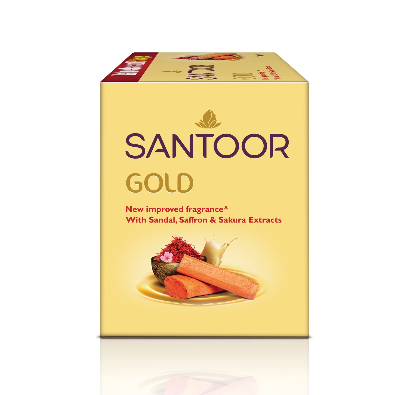 Santoor Gold Bathing Bar Soap with Kashmiri Saffron, For All Skin Types| 125g, Pack of 6