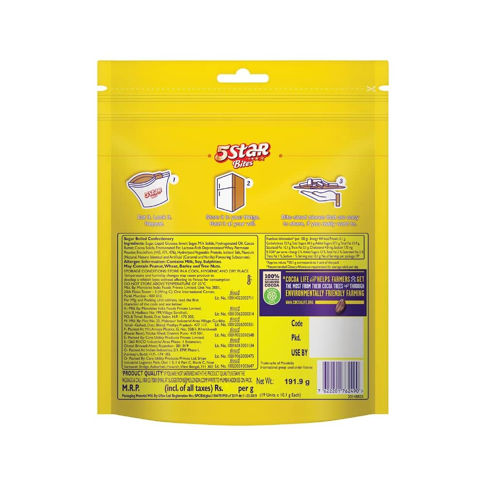 Cadbury 5 Star Chocolate Home Treats Chocolates Bars, 191.9 Gram
