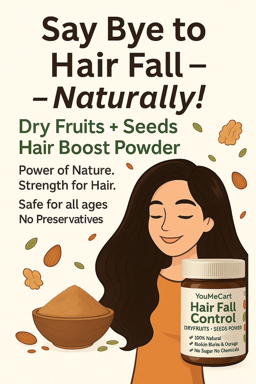 🌿 Hair Fall Control & Hair Growth Pack -Nourish Hair Roots | Reduce Hair Fall | 100% Natural Dry Fruits & Seeds