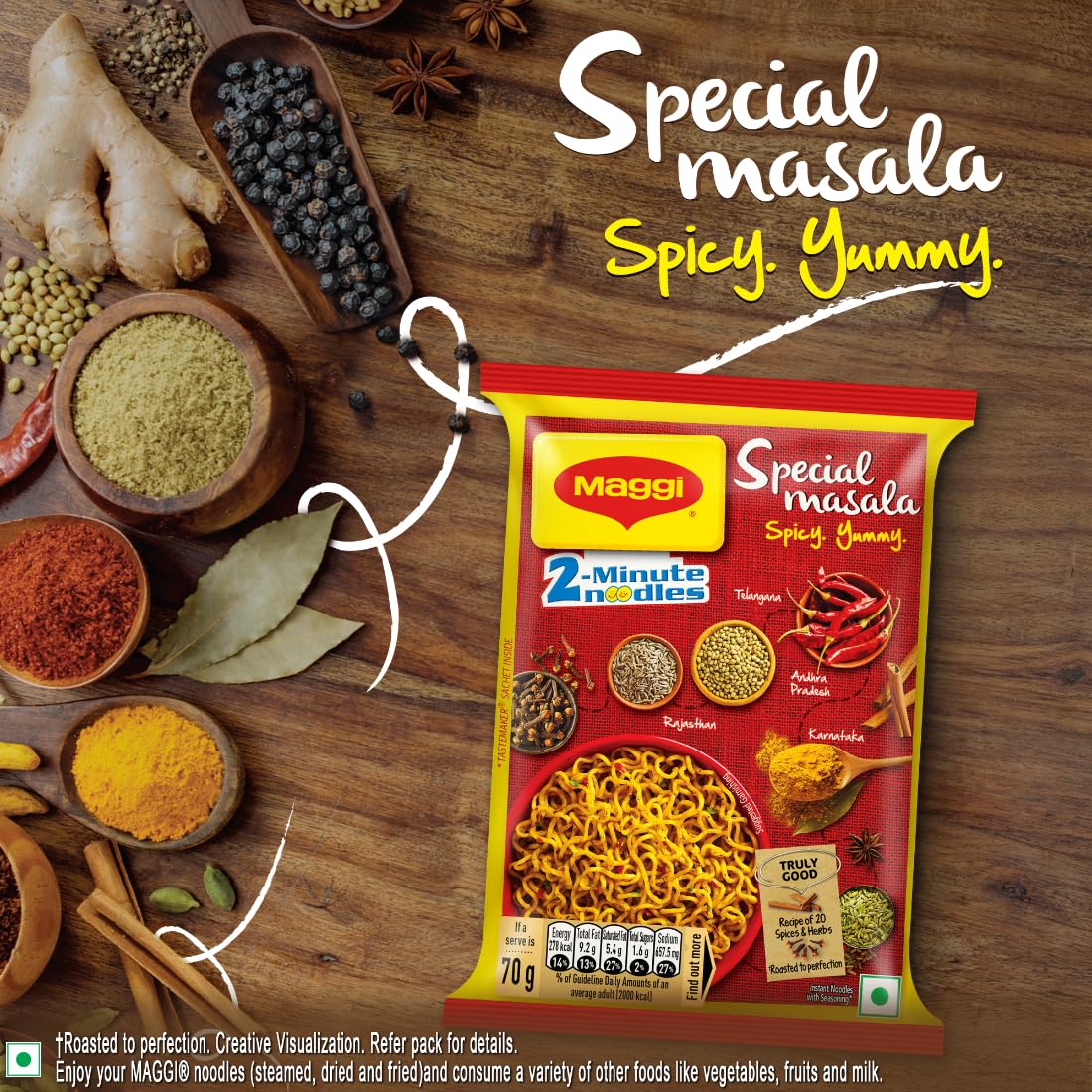 MAGGI 2-Minute Vegetarian Special Masala, Instant Noodles,&nbsp;