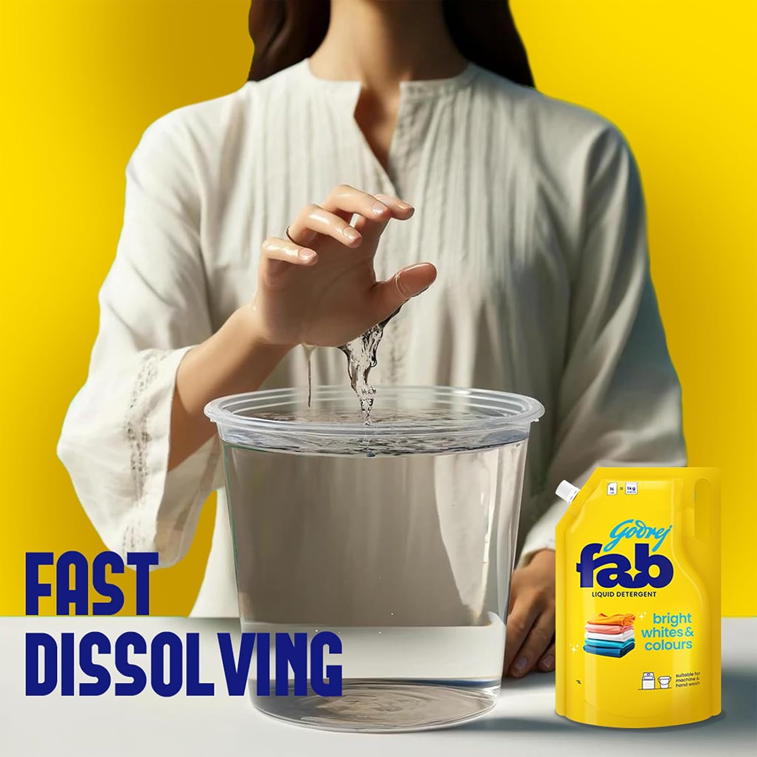 Godrej Fab Liquid Detergent Refill Pouch for Machine & Hand Wash -