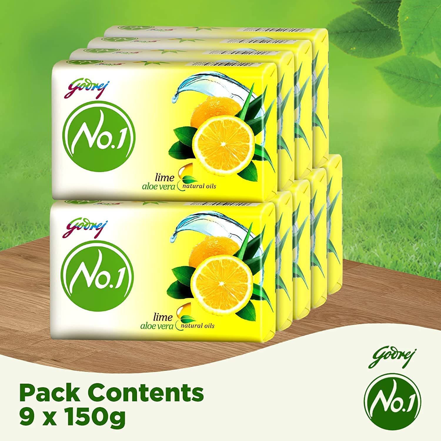 Godrej No.1 Lime & Aloe Vera (150g),  - High TFM (Grade 1 Soap), Long-Lasting Fragrance