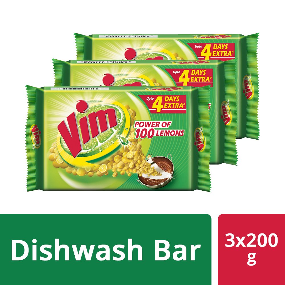 Vim Dishwash Bar - 200 g (Pack of 3)