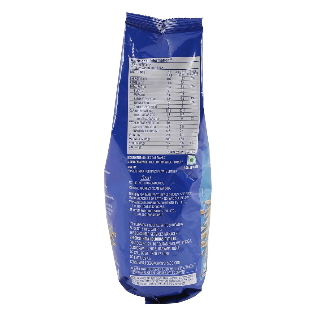 Quaker Oats 1Kg, Rolled Oats Natural Wholegrain, Nutritious Breakfast Cereals