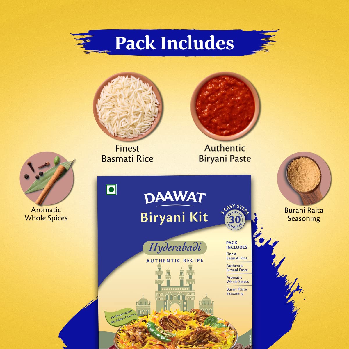 Daawat Biryani Kit Hyderabadi |  | Ready in 30 min | 334 gm