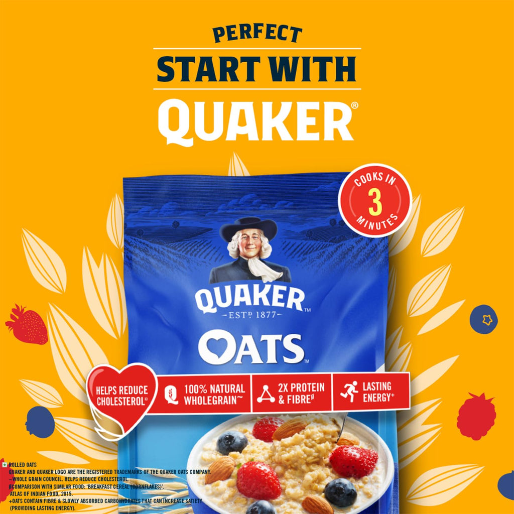 Quaker Oats 1Kg, Rolled Oats Natural Wholegrain, Nutritious Breakfast Cereals