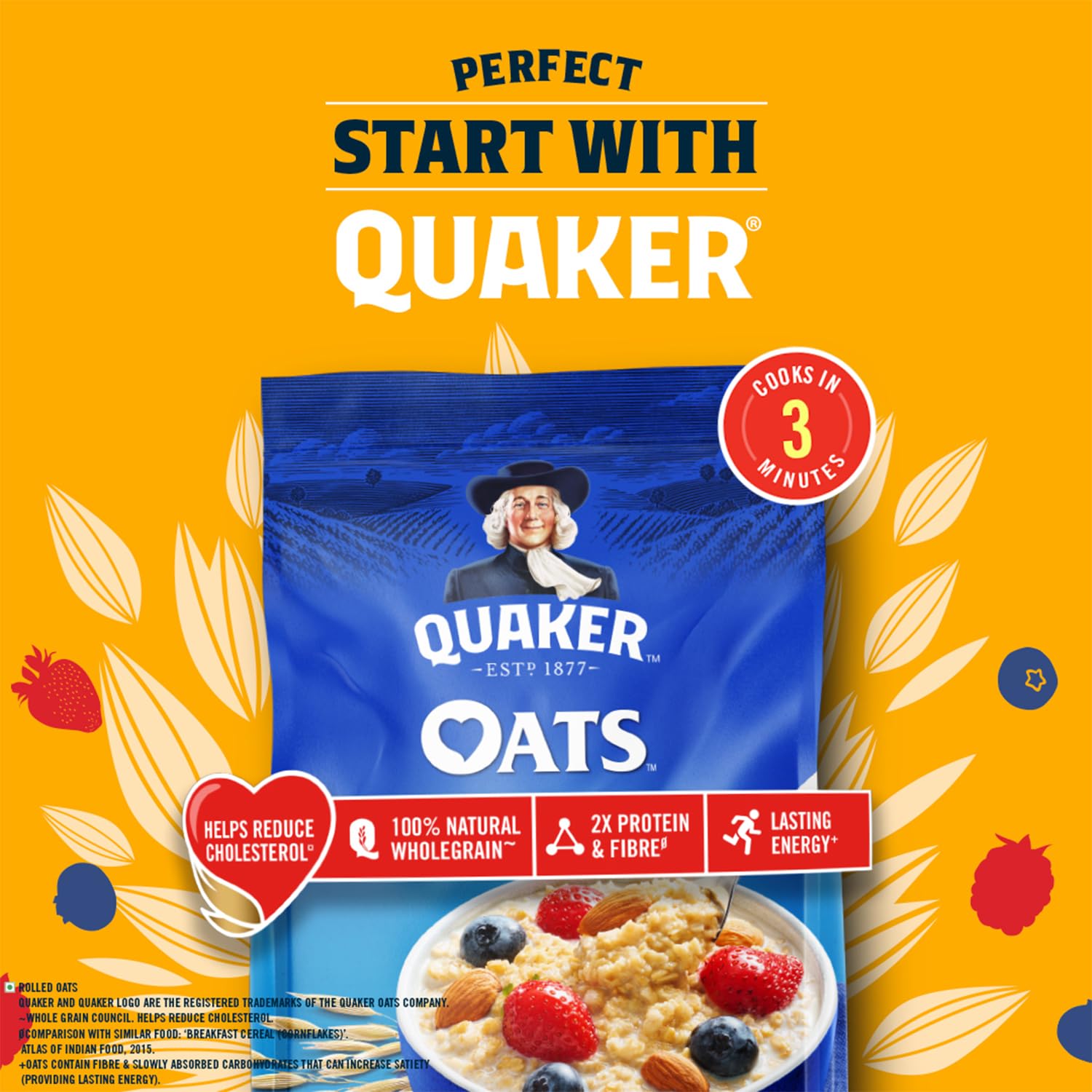 Quaker Oats 1Kg, Rolled Oats Natural Wholegrain, Nutritious Breakfast Cereals