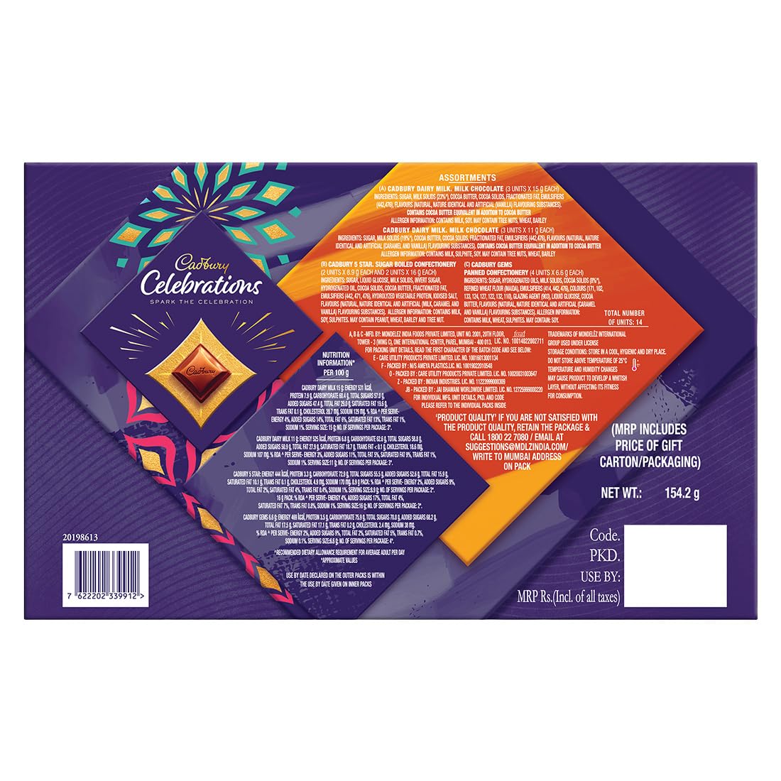 Cadbury Celebrations Assorted Chocolate Gift Pack, 154.2 g