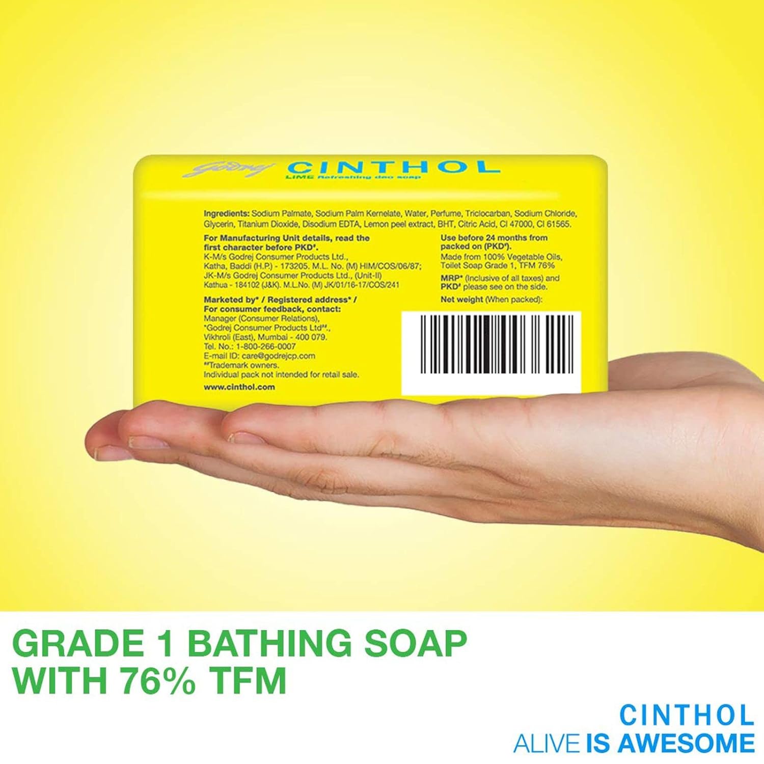Cinthol Lime Bath Soap - 100g Grade 1 Soap | For All Skin Types