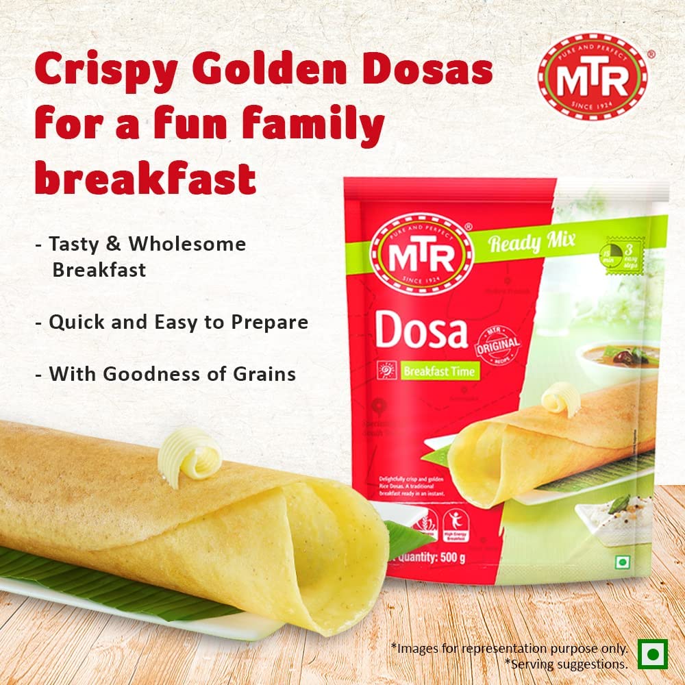 MTR Plain Dosa Mix - | Quick Breakfast | Instant Ready to Cook Mix | 500g  (డోసా రవ్వ మిక్స్