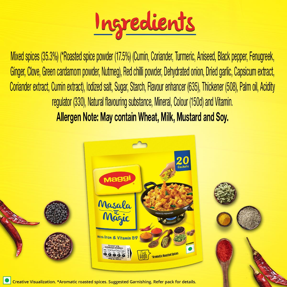 MAGGI Masala-Vegetable Masala, All in One | 120g Pouch (6g x 20 Sachets)