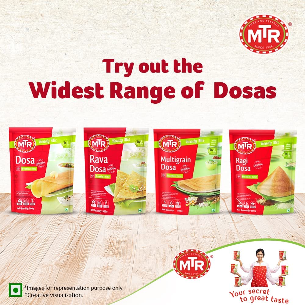 MTR Plain Dosa Mix - | Quick Breakfast | Instant Ready to Cook Mix | 500g  (డోసా రవ్వ మిక్స్