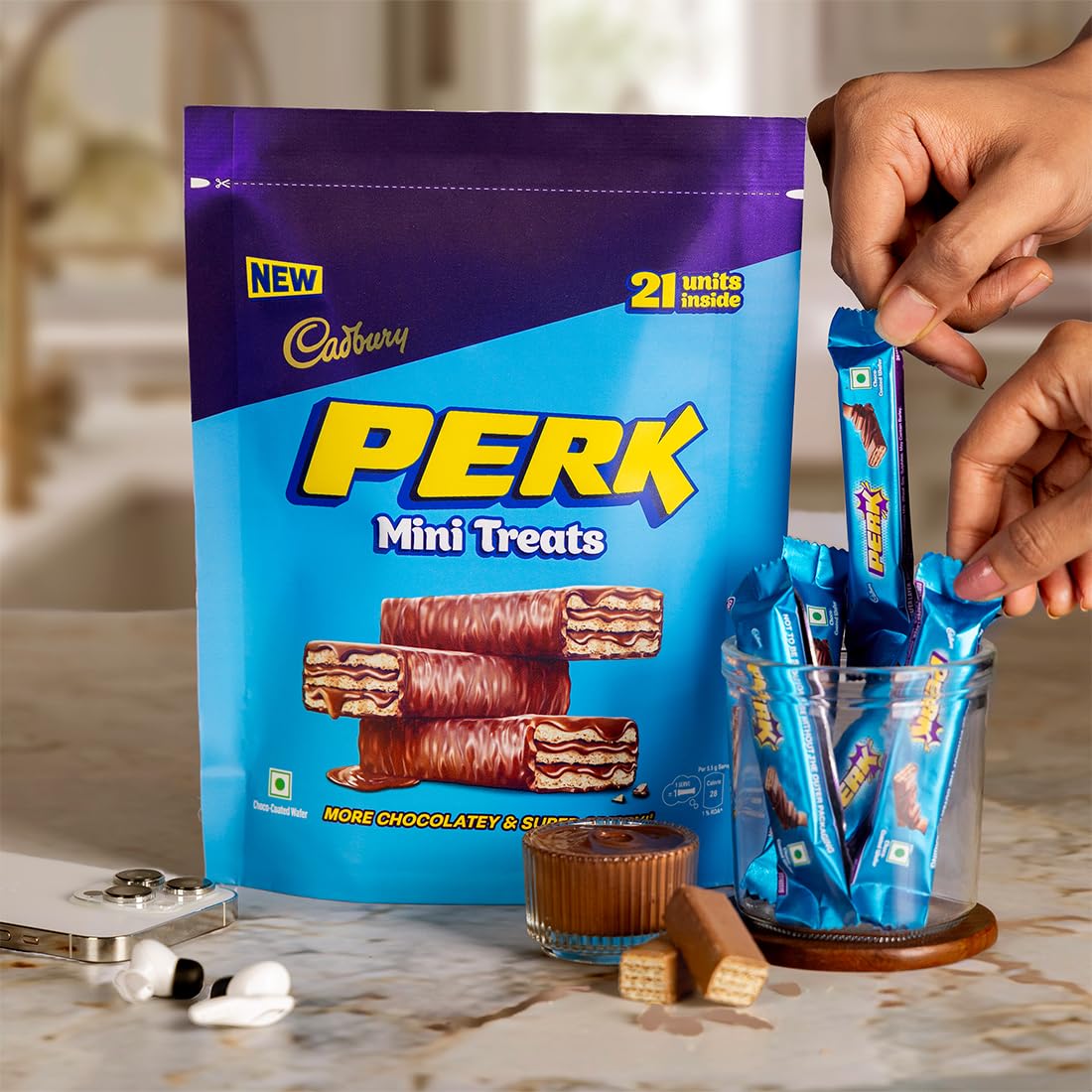 Cadbury Perk Mini Treats Chocolate Coated Wafers Bars, 115.5 g