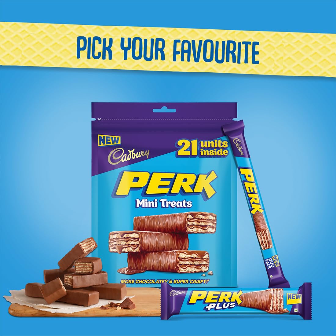 Cadbury Perk Mini Treats Chocolate Coated Wafers Bars, 115.5 g