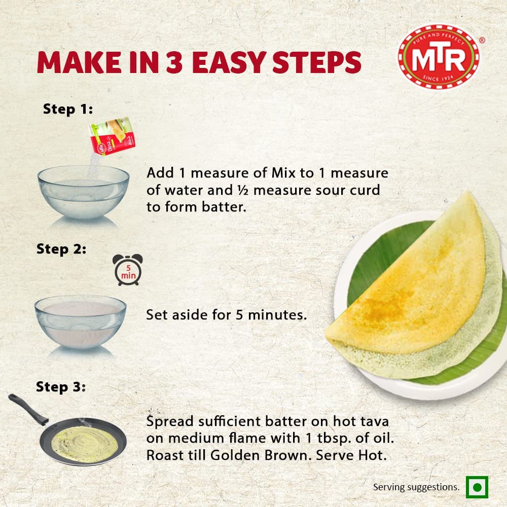 MTR Plain Dosa Mix - | Quick Breakfast | Instant Ready to Cook Mix | 500g  (డోసా రవ్వ మిక్స్