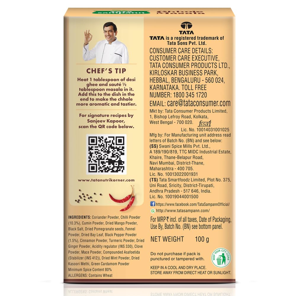 Tata Sampann Chhole Masala with Natural Oils,