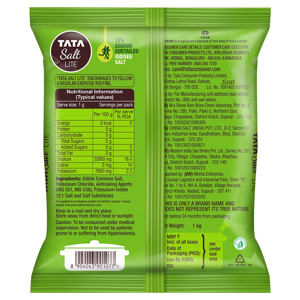 Tata Salt Lite, Low Sodium, 1kg TATA SALT