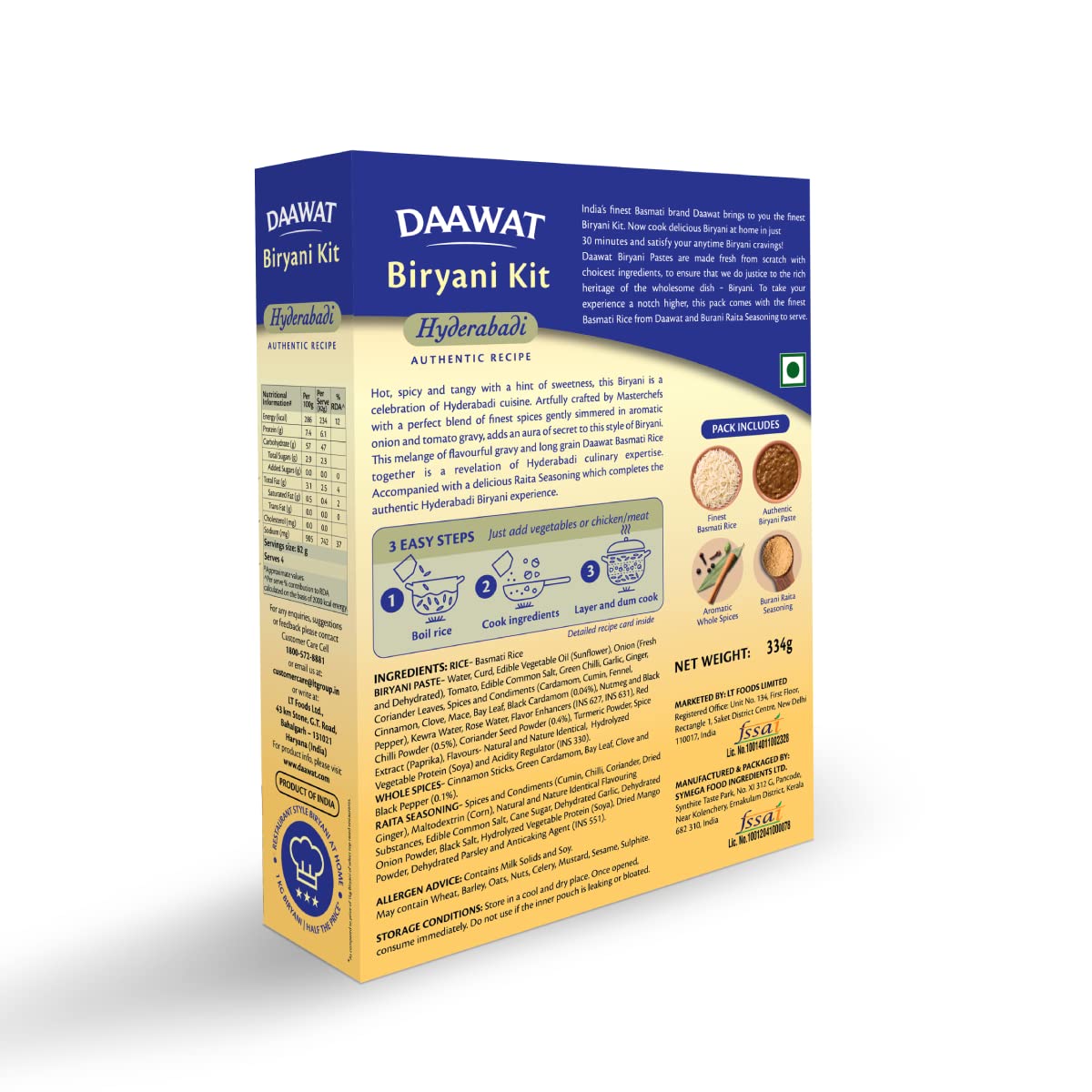 Daawat Biryani Kit Hyderabadi |  | Ready in 30 min | 334 gm