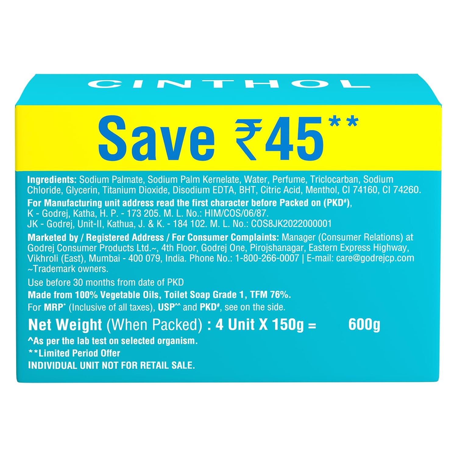 Cinthol Cool Soap, 150g| with Icy-cool Menthol  | For All Skin