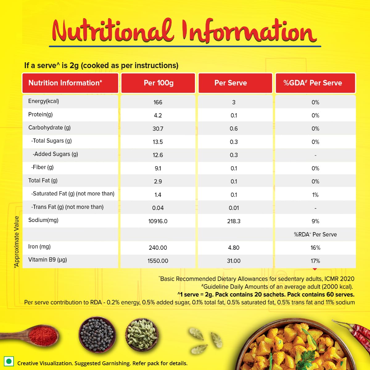 MAGGI Masala-Vegetable Masala, All in One | 120g Pouch (6g x 20 Sachets)