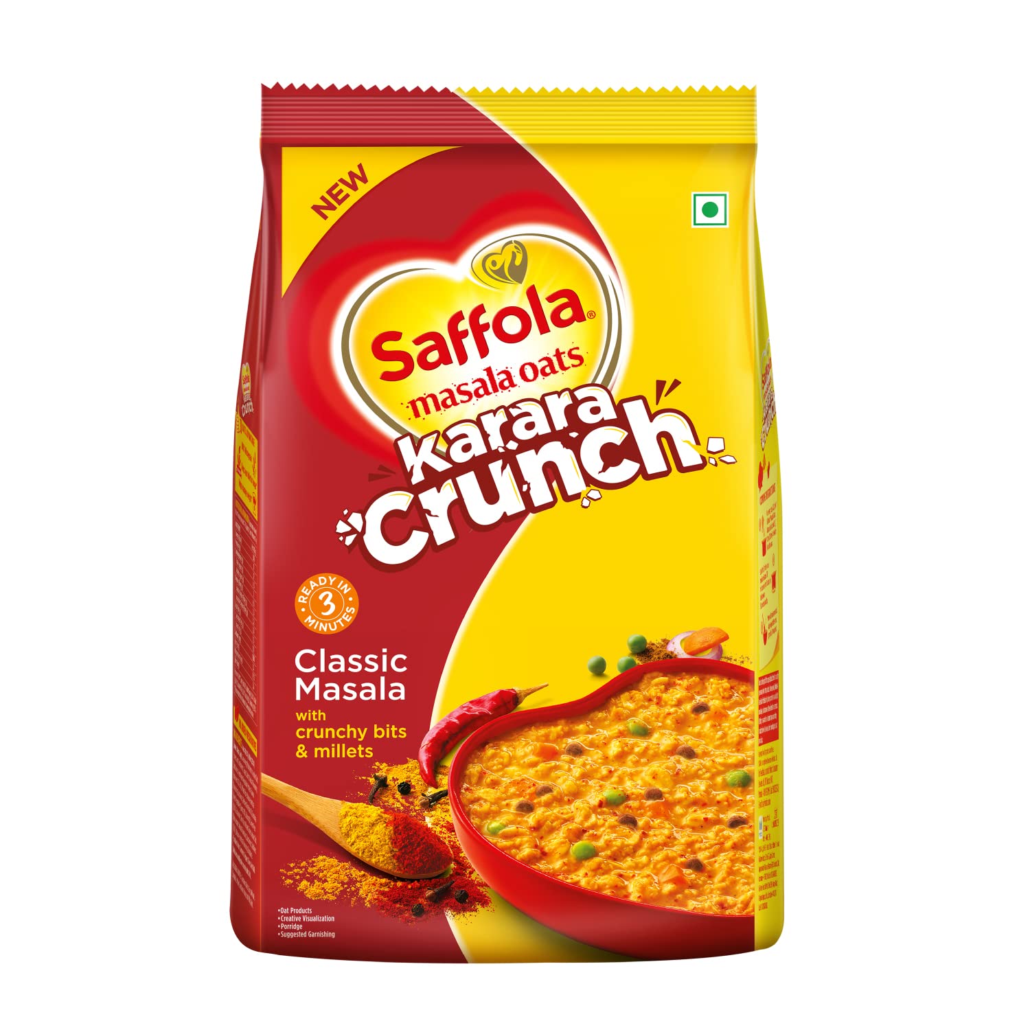 Saffola Masala Oats Karara Crunch,  500g| Tasty Evening Snack,