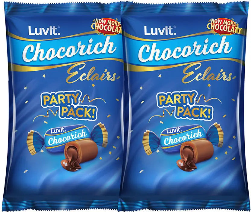 LuvIt Chocorich Classic Eclairs Chocolate | Birthday Party Pack | Caramels  (1 x 390 g)