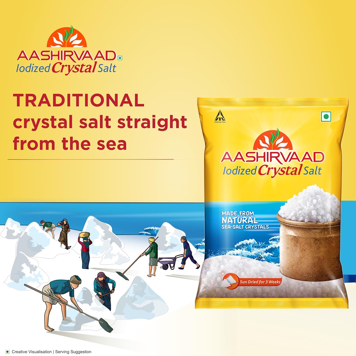 Aashirvaad Iodized Crystal Salt, 1kg
