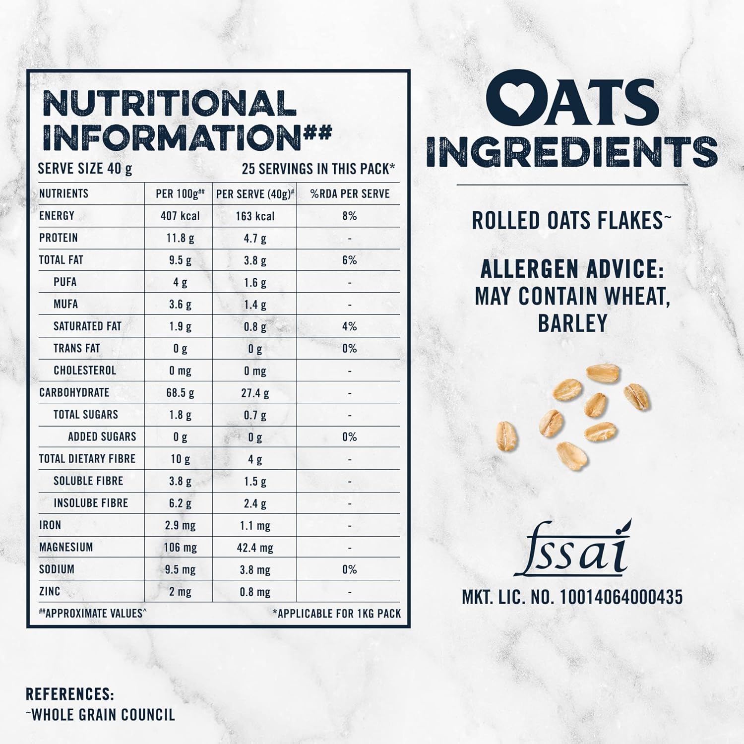 Quaker Oats 1Kg, Rolled Oats Natural Wholegrain, Nutritious Breakfast Cereals