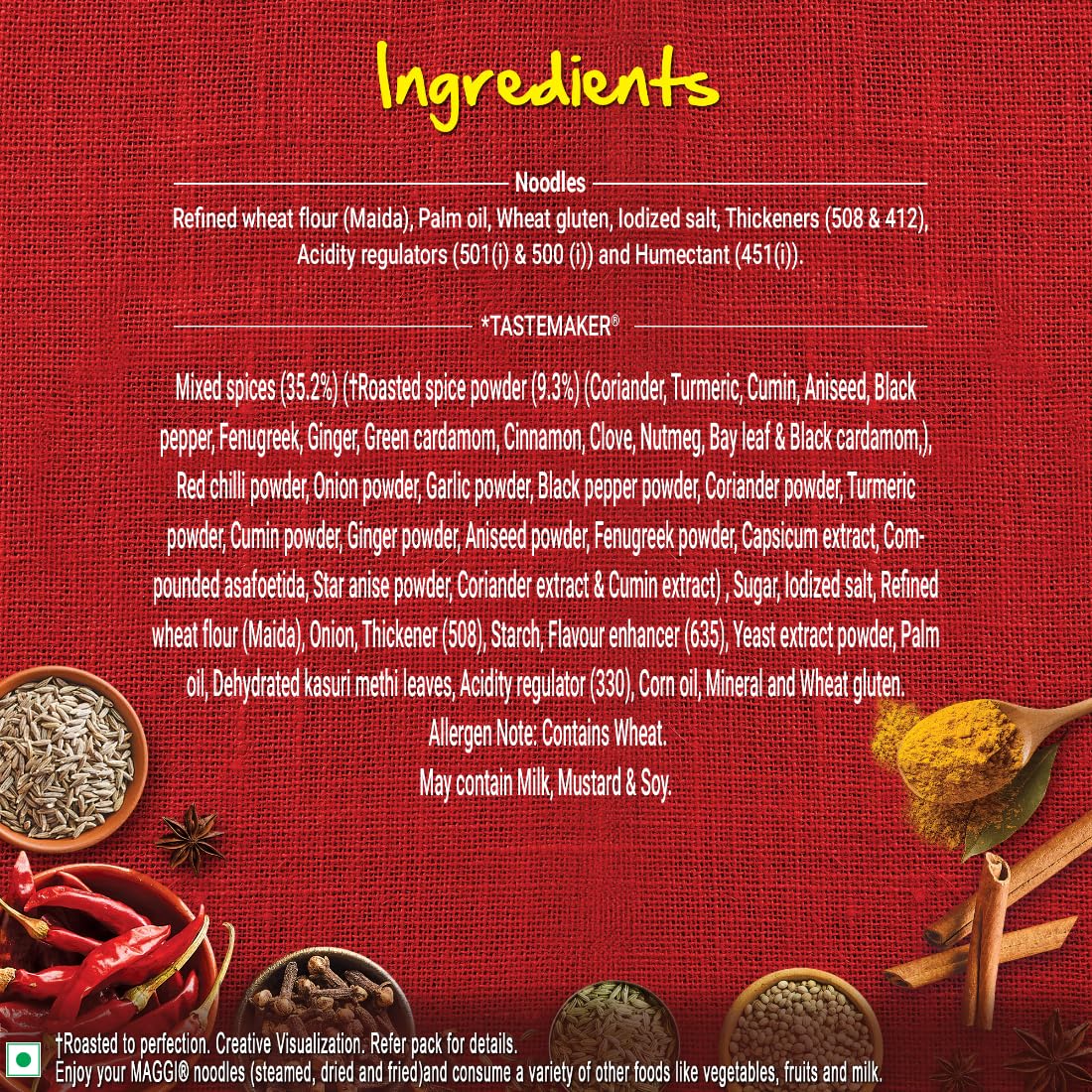 MAGGI 2-Minute Vegetarian Special Masala, Instant Noodles,&nbsp;