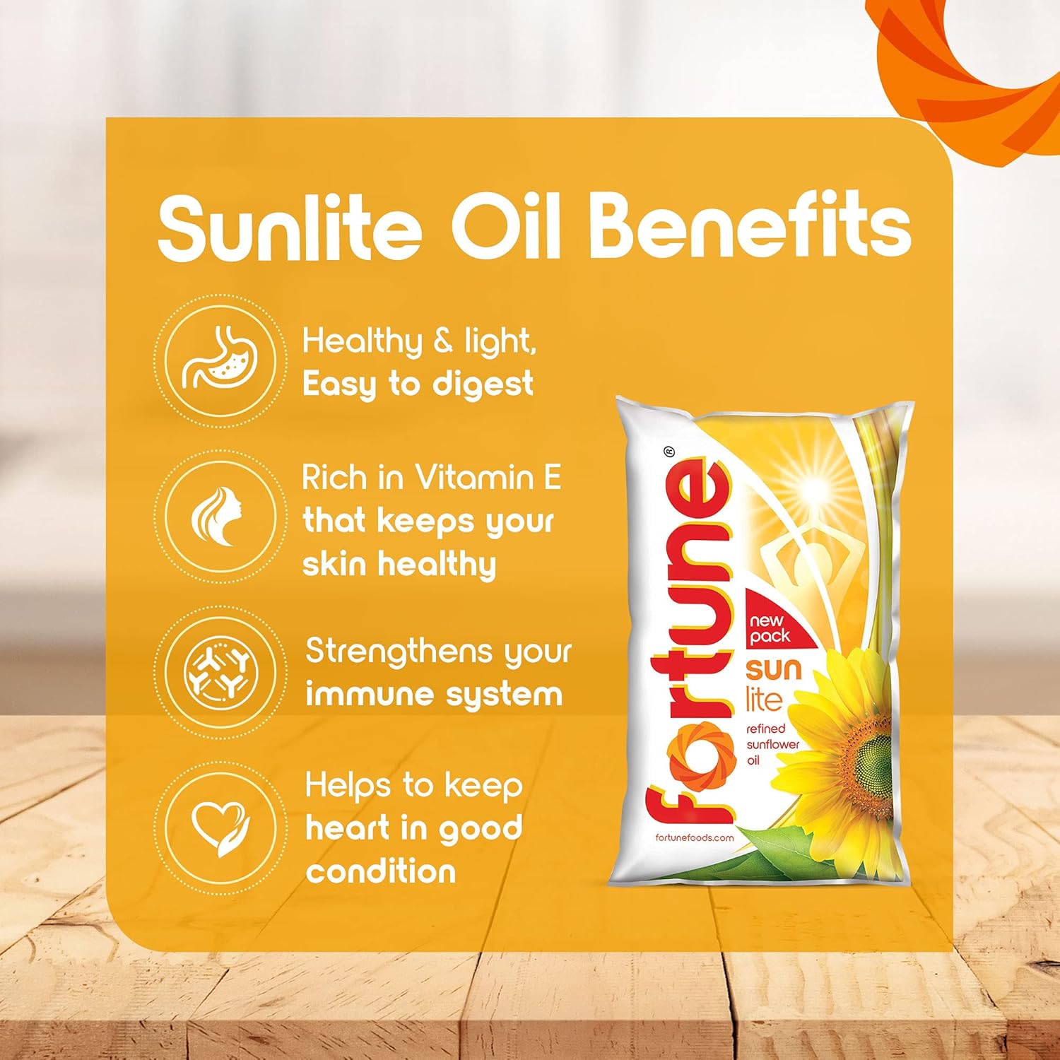 Fortune Sunlite Refined Sunflower Oil, 870gm Pouch (Weight May Vary)