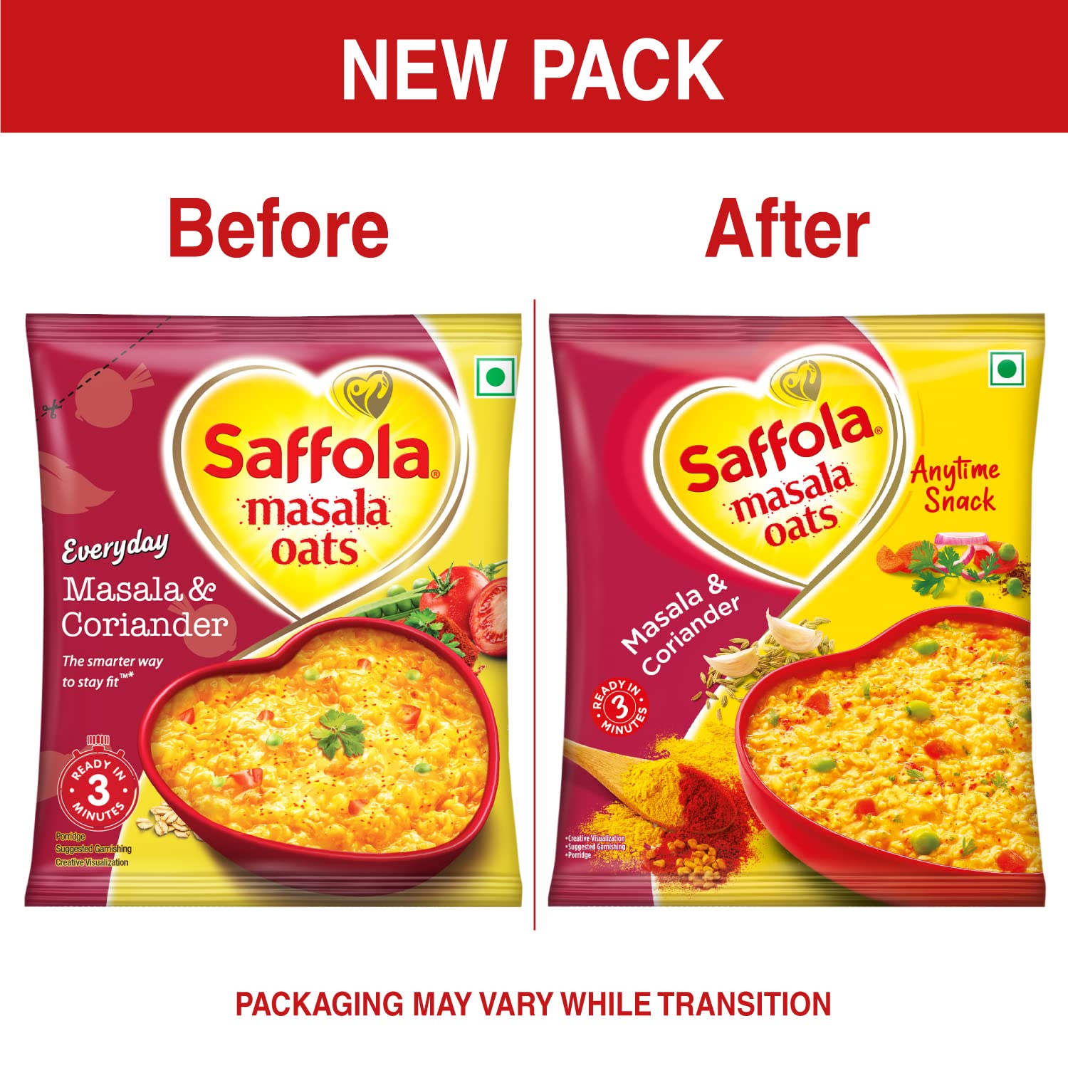 Saffola Masala Oats|38g| Masala Coriander | Tasty, Anytime Snack | Ready in 3 mins