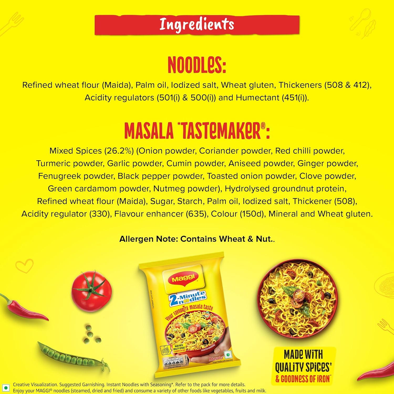 MAGGI 2-Minute Instant Noodles,Masala Noodles With Goodness Of Iron