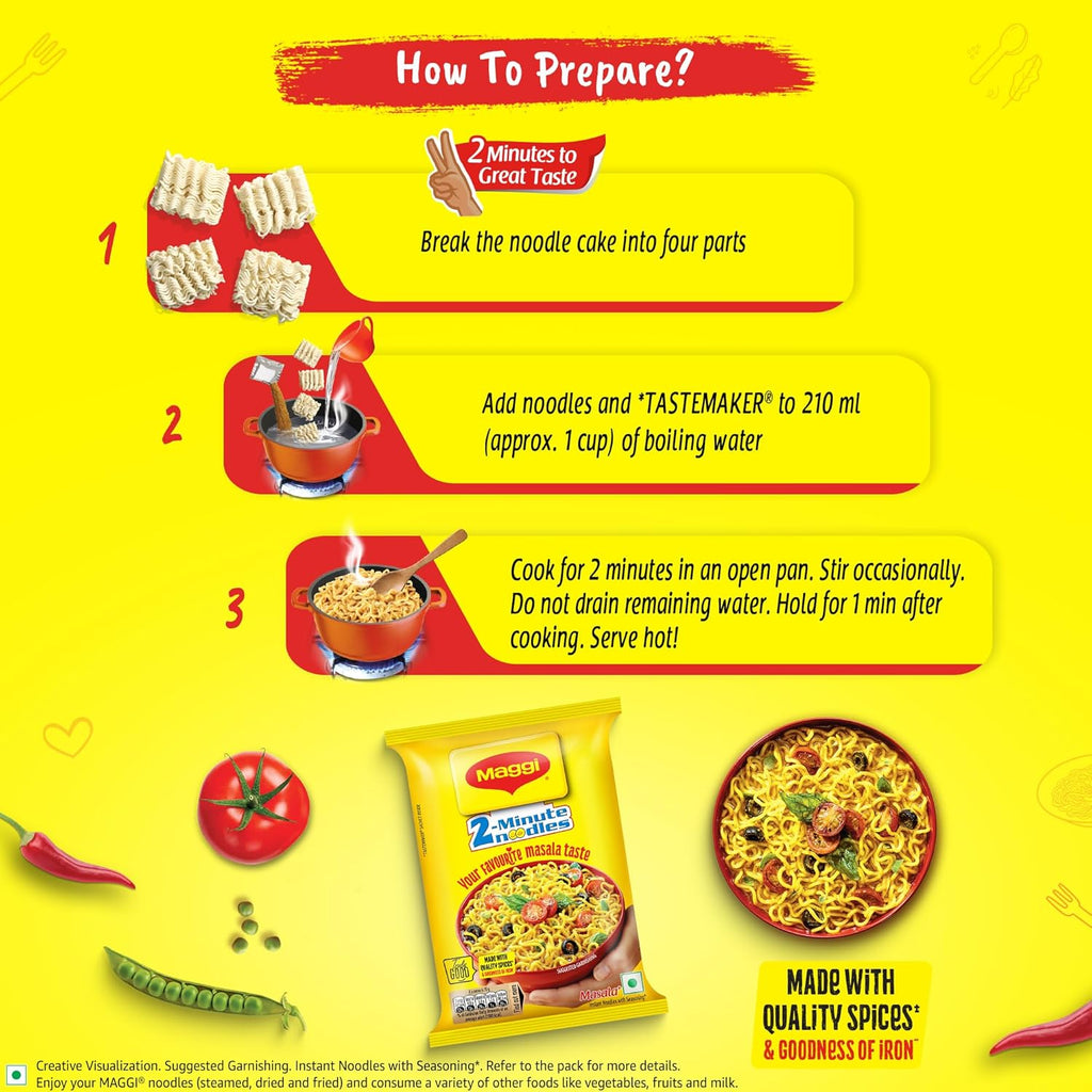 MAGGI 2-Minute Instant Noodles,Masala Noodles With Goodness Of Iron